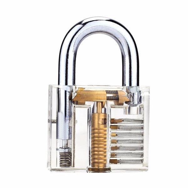 DANIU Transparent Practice Padlock with 12pcs Unlocking Lock Picks Set Key Extractor Tools - MRSLM