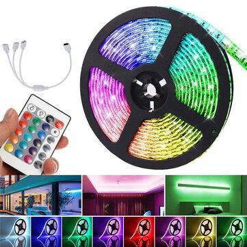 5M DC12V LED Strip Light 5050 RGB Rope Flexible Changing Lamp with Remote Control for TV Bedroom Party Home - MRSLM