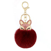 fox fur ball keychain, view 2 - MRSLM