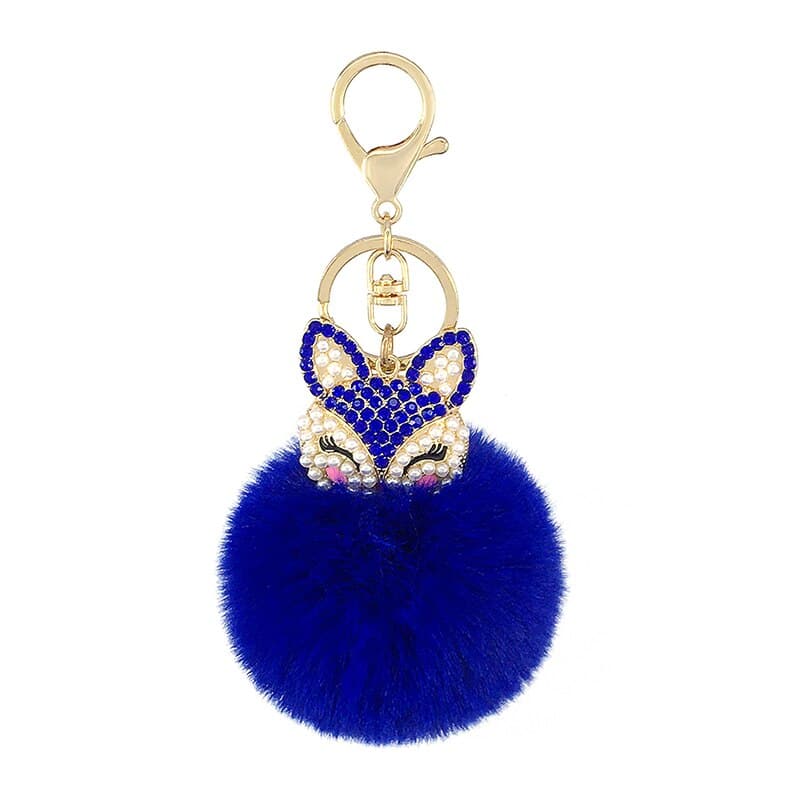 fox fur ball keychain, view 4 - MRSLM
