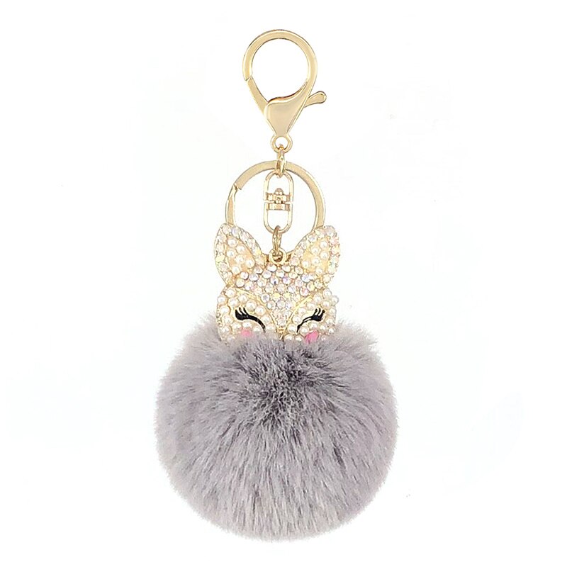fox fur ball keychain, view 16 - MRSLM