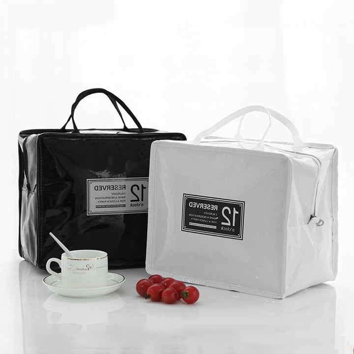 Solid Color Insulated Leather Lunch Bag