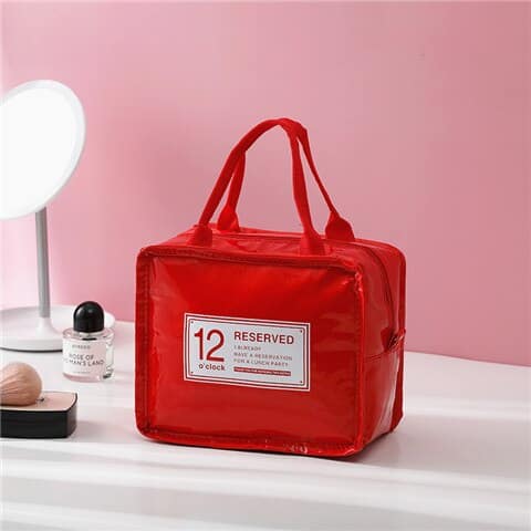 Solid Color Insulated Leather Lunch Bag