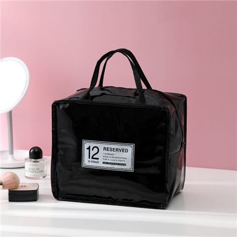 Solid Color Insulated Leather Lunch Bag