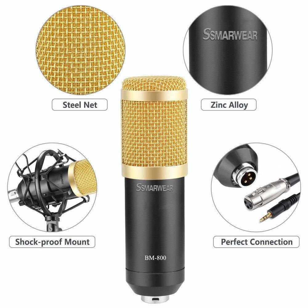 BM800 Professional Condenser Microphone Studio Broadcasting Singing Microphone Audio Recording Mic - MRSLM