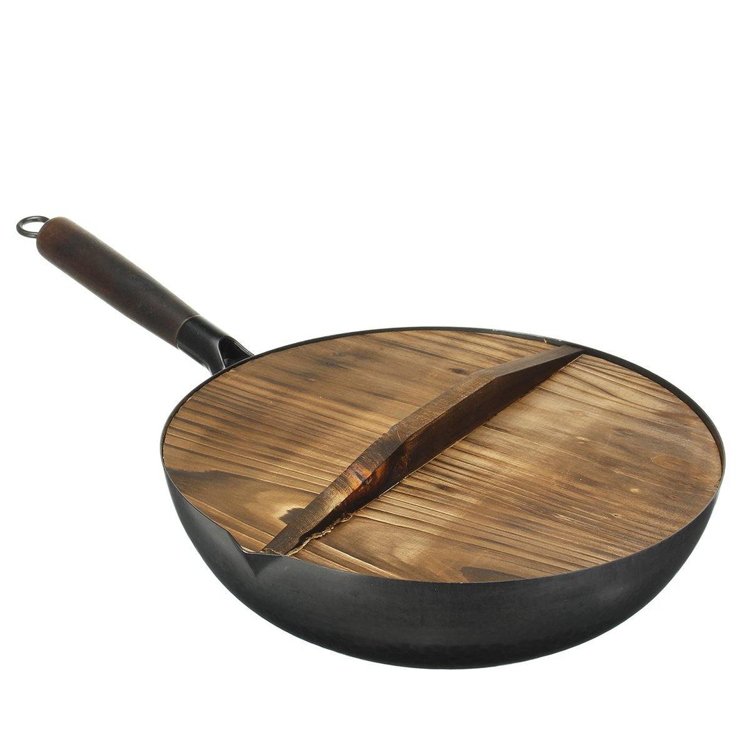 32cm Handmade Iron Non Stick Frying Pan Frypan Pot Kitchen Wok Skillet Cookware - MRSLM