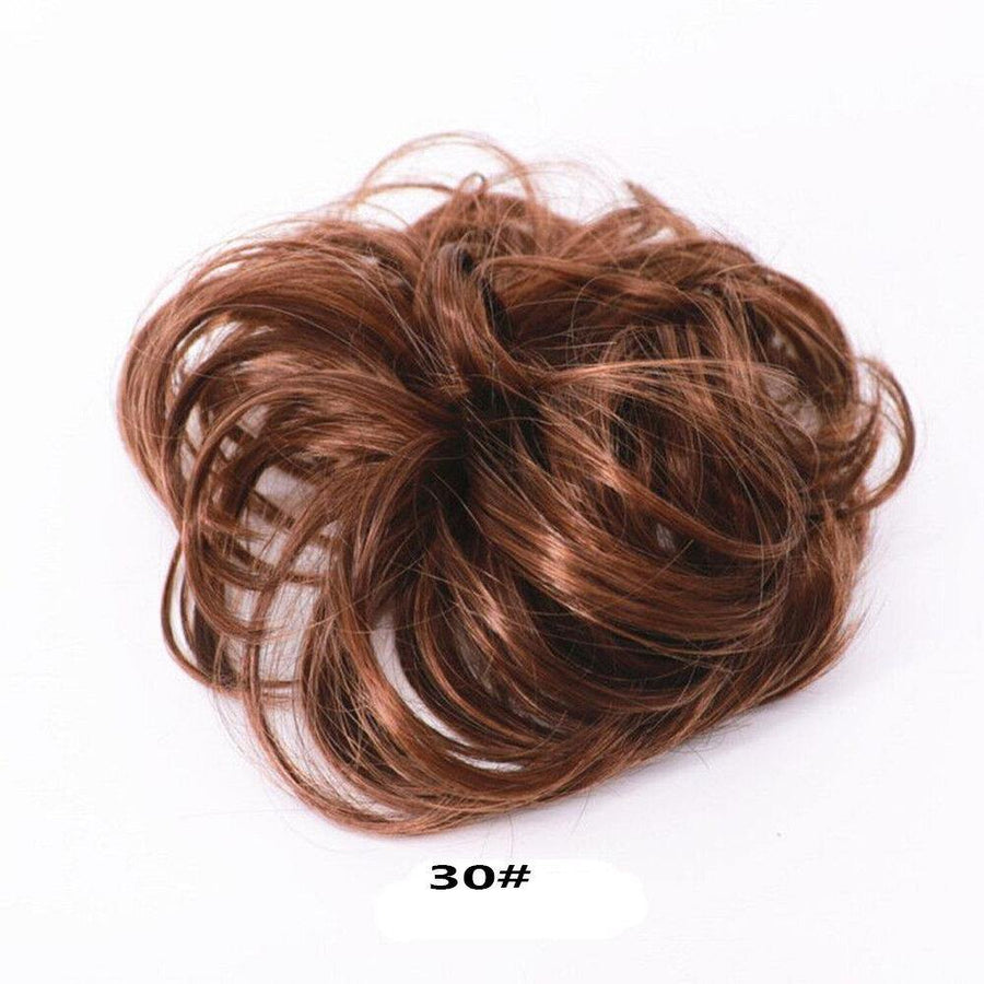 7 Colors Hair Bun Extensions Wavy Curly Messy Donut Chignons Hair Piece Wig Hairpiece - MRSLM