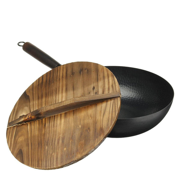 32cm Handmade Iron Non Stick Frying Pan Frypan Pot Kitchen Wok Skillet Cookware - MRSLM