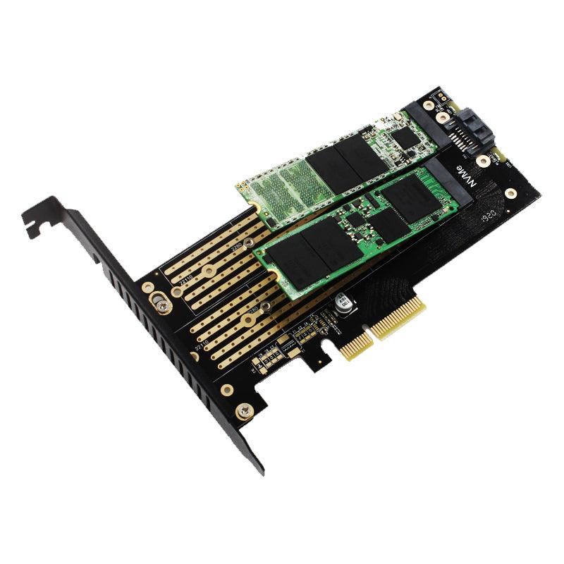 JEYI SK7 M.2 NVMe SSD NGFF TO PCI-E Riser Card X4 Adapter M Key B KEY Dual Interface Card Support PCI Express3.0 Dual Voltage 12V+3.3V SATA3 - MRSLM