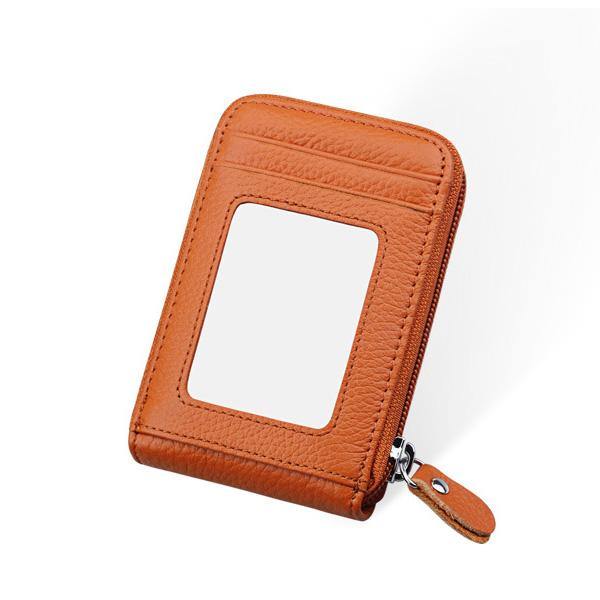 Men Women Leather Capacity Card Holder Portable Coin Bag - MRSLM