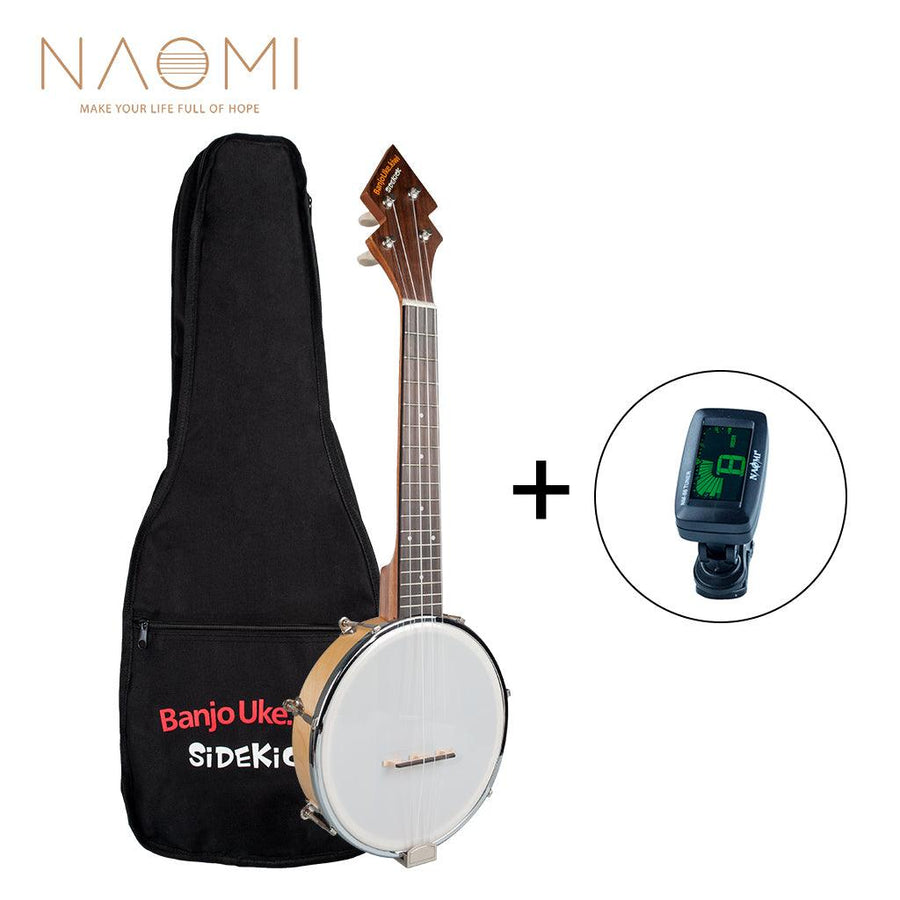 NAOMI Banjolele BanjoUke SideKicks Tenor Banjolele W/Gig Bag + Tuner +Strap BANJOUKE Ukulele Banjo Family Instrument - MRSLM