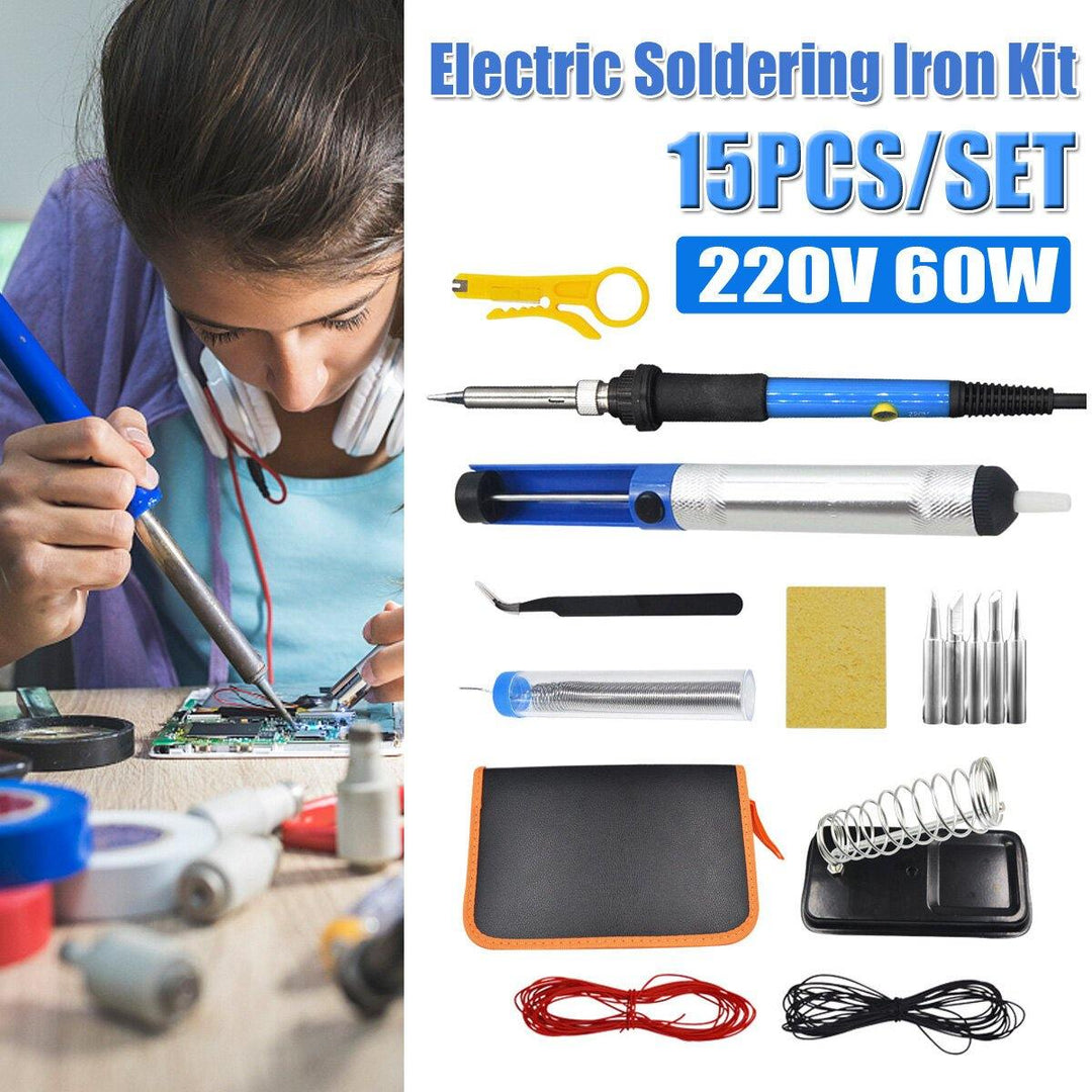 60W Electric Soldering Iron Kit Solder Welding Tool Stand Adjustable Temperature - MRSLM
