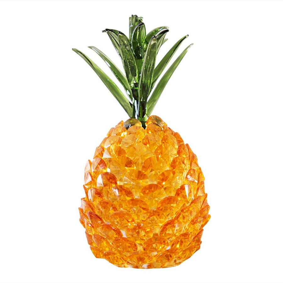 Crystal Glass Pineapple Figurine Hand Craft Gold Paperweight Ornament Gift Decorations - MRSLM