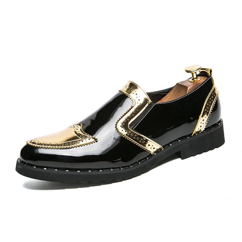 Men Casual Bright Pointed Toe British Small PU Leather Shoes