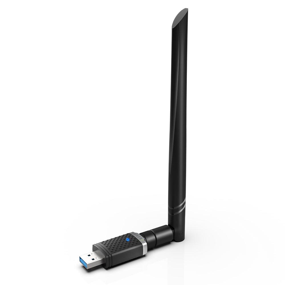 EDUP USB Wifi Adapter 1300Mbps 2.4GHz / 5GHz Wireless Band Network Card WiFi Dongle 5dBi Strong USB Antenna for MAC PC (Black) - MRSLM