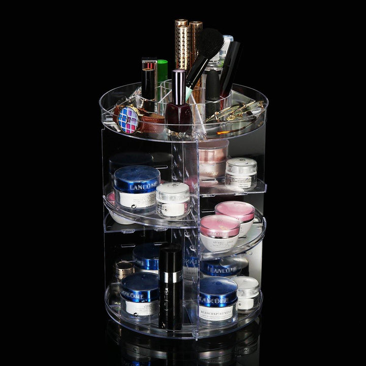 360 Degree Rotation Transparent Acrylic Cosmetics Multi-function Makeup Organizer - MRSLM