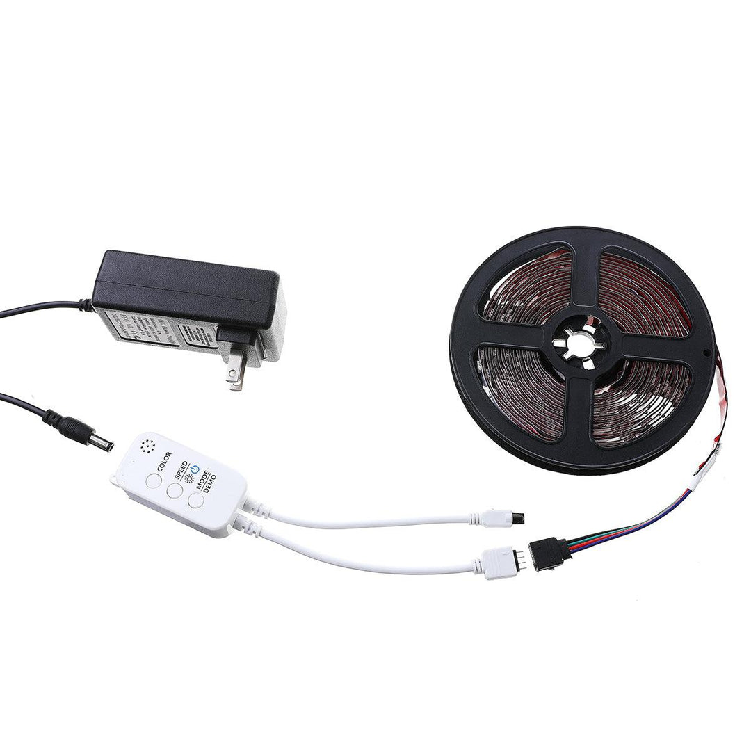 5M bluetooth Non waterproof RGB LED Strip Light 5050 Music Lamp 24Keys Remote Control 12V 2A Power Supply (US Plug) - MRSLM