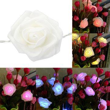 2M 20 LED Battery Powered Rose Flower Fairy String Light for Window Display Home Christmas Decor - MRSLM