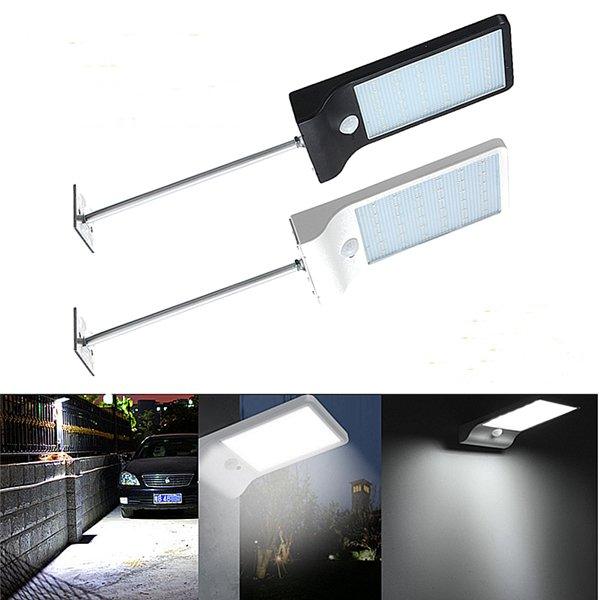 Waterproof 36 LED Outdoor Solar Powered PIR Motion Sensor Security Lamp Light Mounting Pole Fit Home (White) - MRSLM