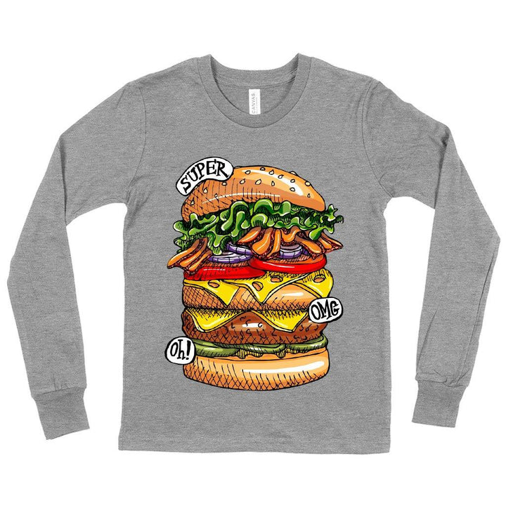 Kids' Burger Long Sleeve T-Shirt - Cool Food T-Shirts - MRSLM