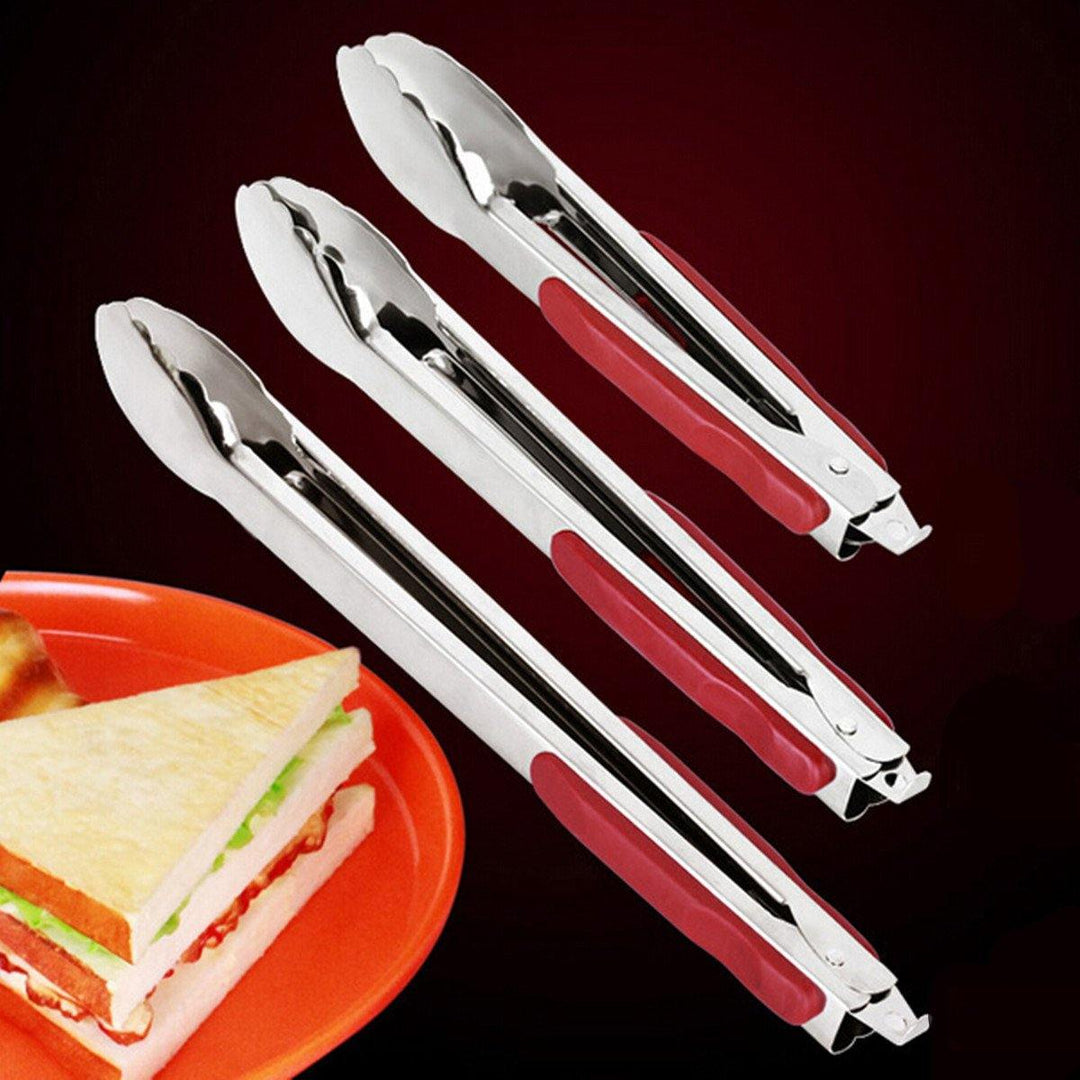Stainless Steel BBQ Buffet Salad Bread Food Tongs Clamp Clip BBQ Tong Kitchen Serving - MRSLM