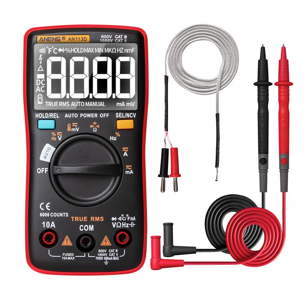 ANENG AN113D Intelligent Auto Measure True- RMS Digital Multimeter 6000 Counts Resistance Diode Continuity Tester Temperature AC/DC Voltage Current Meter Upgraded from AN8002 - MRSLM