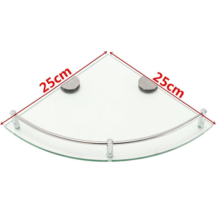 20cm/25cm Modern Glass Bathroom Bath Shower Triangular Shelf Organizer Towel Holder Single Layer - MRSLM