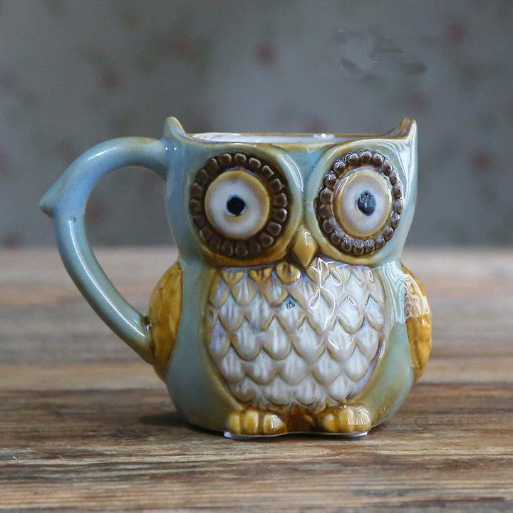 Creative Colorful Ceramic Crafts Owl Shaped Cup Drinking Water Cup Ceramic Cup - MRSLM