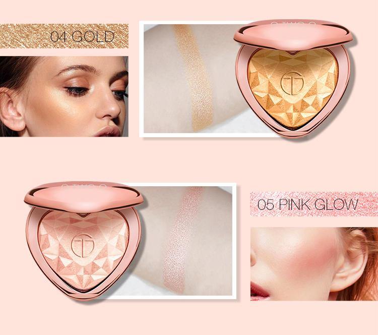 Glow Kit Highlighter Makeup Shimmer Face Body Heart Highlighter Blush Palette Illuminator Highlight Contour Golden Bronzer - MRSLM