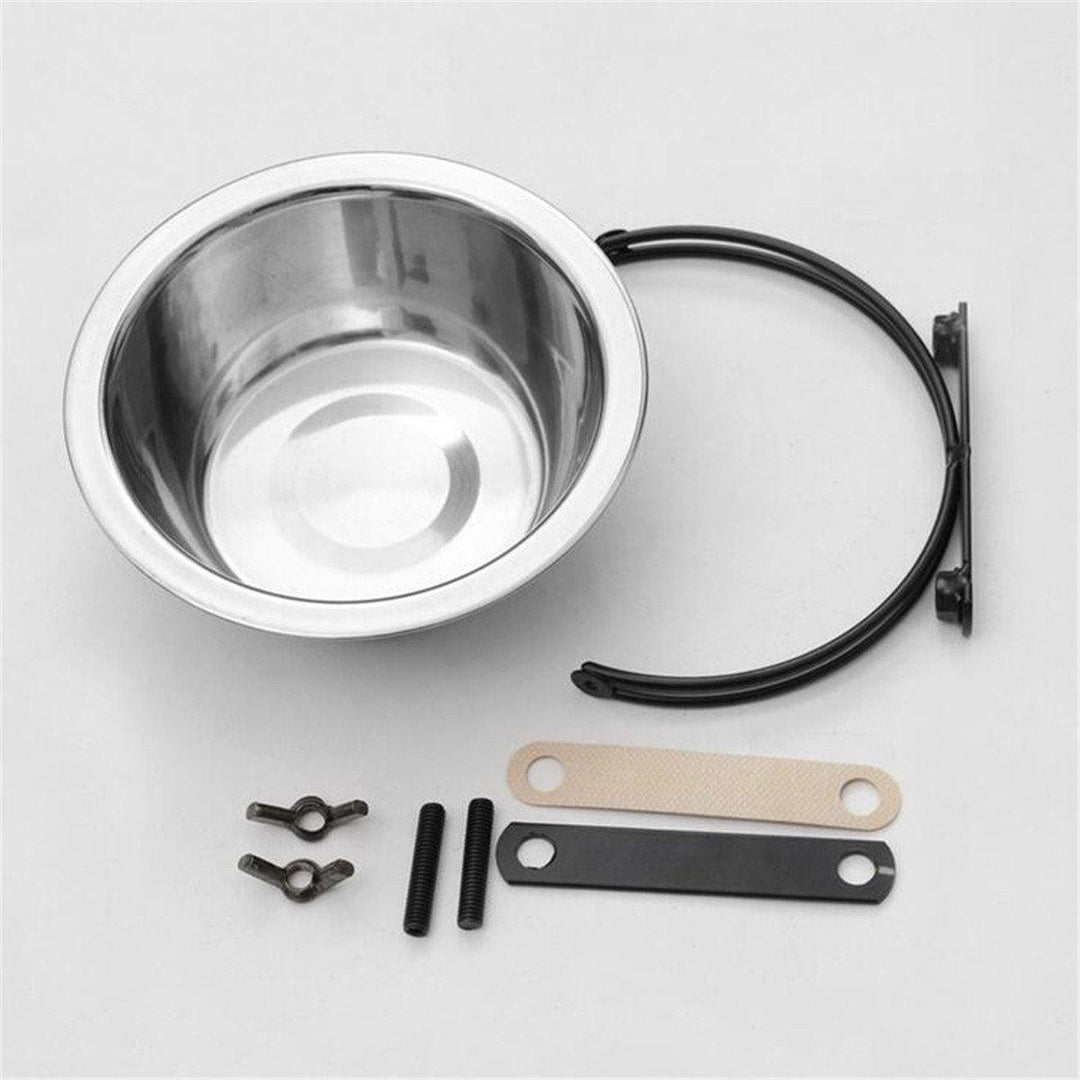 Stainless Steel Pet Dog Puppy Hanging Food Water Bowl Feeder For Crate Cage Coop Decorations - MRSLM