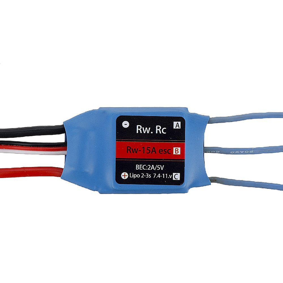 RW.RC 15A RC Brushless ESC with 5V2A BEC Support 2S-3S for RC Models Fixed Wing Airplane Drone - MRSLM