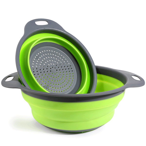 Honana CF-CO2 Silicone Foldable Colanders Strainer Drain Basket Fruit Vegetable Cleaning Basket - MRSLM