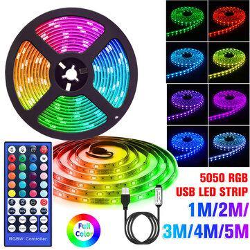1-5M 5050 RGB USB LED Strip Light Colour Changing + 44 Keys IR Remote Control - MRSLM