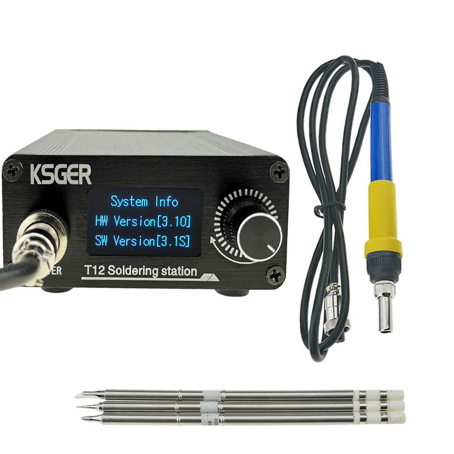 KSGER T12 STM32 V3.1S Welding Soldering Iron Station OLED DIY Plastic Handle Electric Tools Quick Heating T12 Iron Tips 8s Tins 907 9501 Handle with 3Pcs T12 Tips - MRSLM