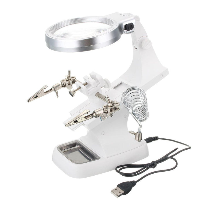 DANIU Multifunctional Welding LED Magnifier Helping Hand Soldering Iron Stand Magnifying Lens Clamp Tool - MRSLM