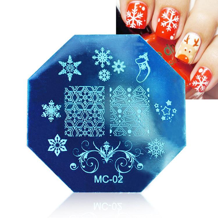 Dancingnail Christmas Nail Stamping Plates Image Stamp Template Manicure Stencil Santa Claus - MRSLM