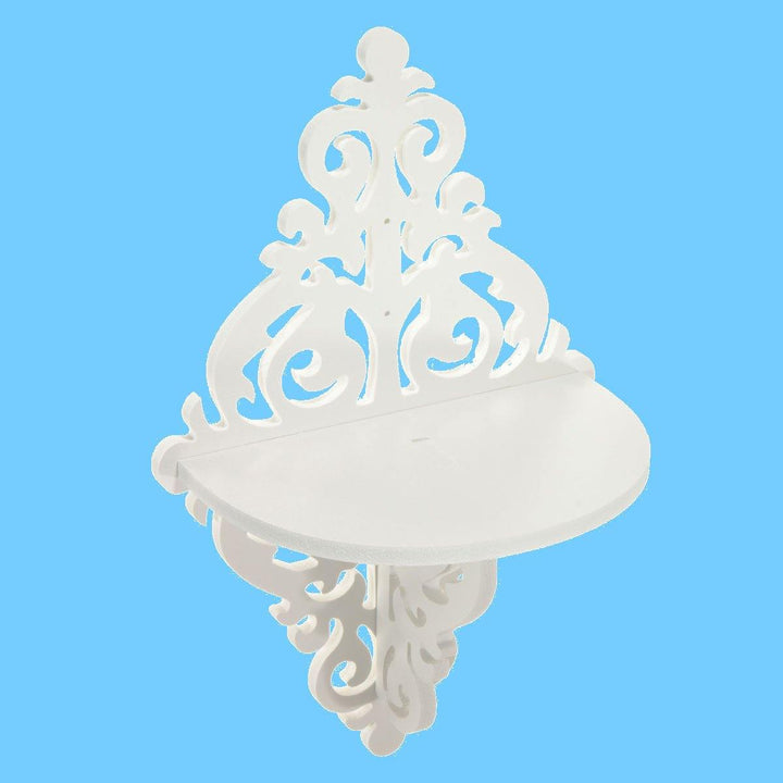 White Filigree Style Wall Shelf Shabby Chic Simple Candle Home Decorations Holder - MRSLM