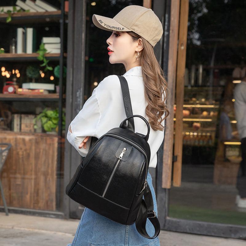 Travel All-match Trendy Fashion Leather High-capacity Ladies Backpack - MRSLM