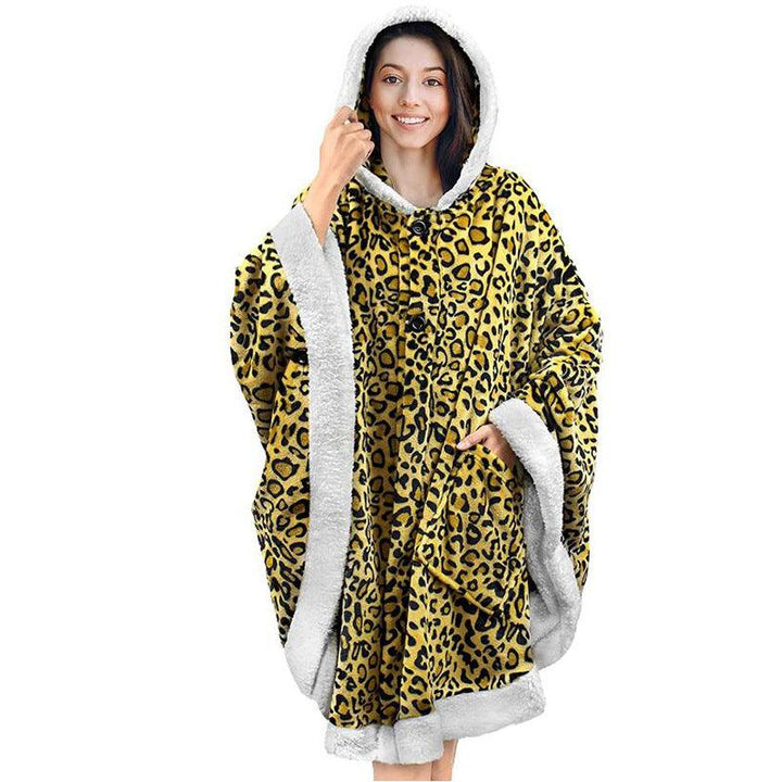 Flannel Double Pocket Soft Plush Cloak - MRSLM