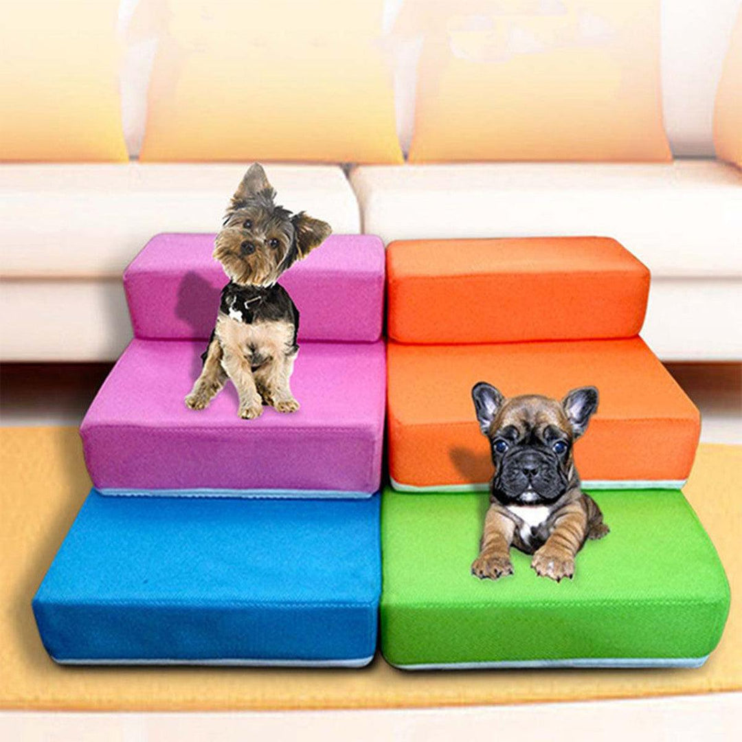 Pet Stair 2 Step Portable Puppy Dog Cat Soft Indoor Sofa Bed Folding Ramp Ladder Pet Bed - MRSLM