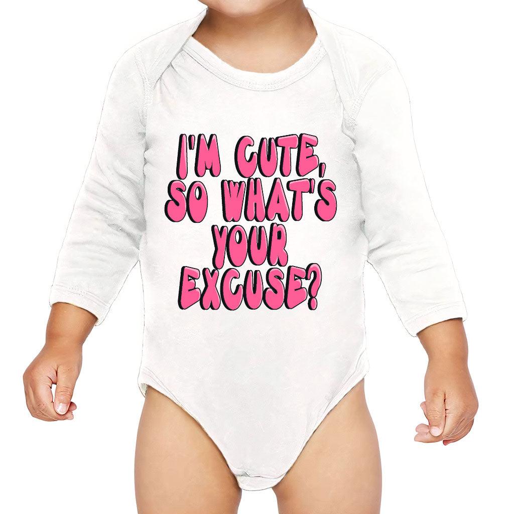 I'm Cute Baby Long Sleeve Onesie - Funny Baby Long Sleeve Bodysuit - Trendy Baby One-Piece - MRSLM