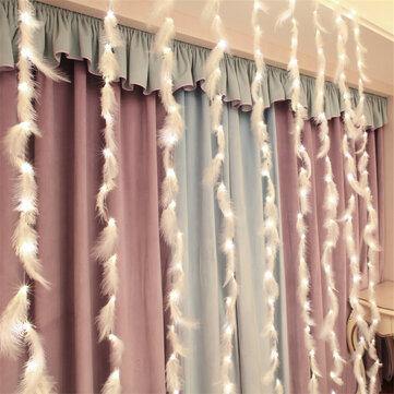 3*2M 3*3M Feather Copper Wire 8 Modes LED Curtain String Light USB Lamp for Room Party Decoration - MRSLM