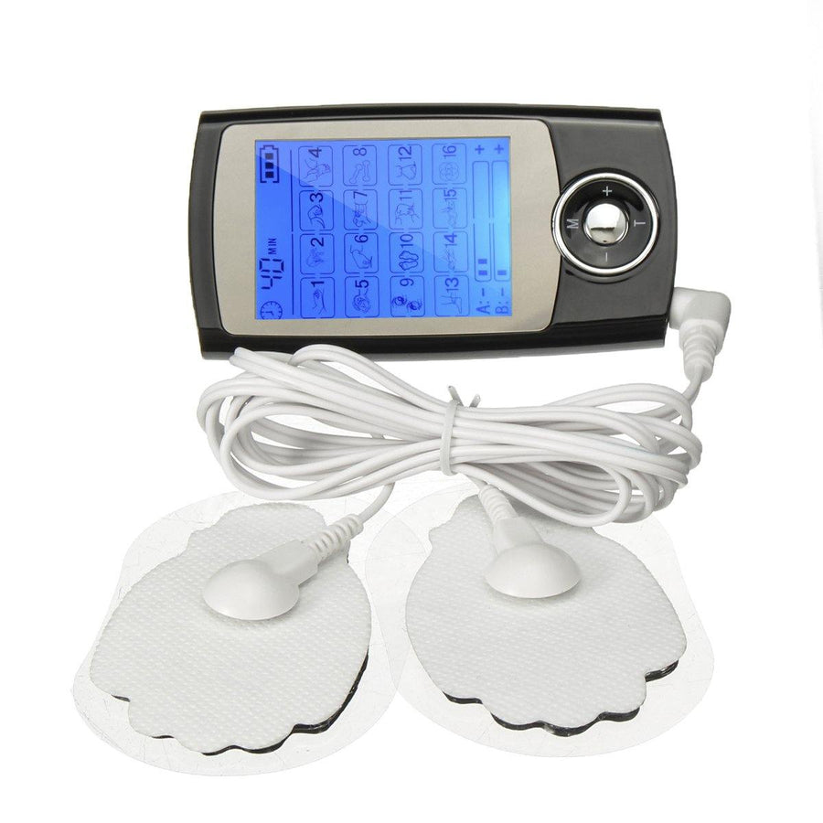 Electric Massager Muscle Massager Stimulation Therapy Tens 16 Modes LCD Display Massager Machine - MRSLM