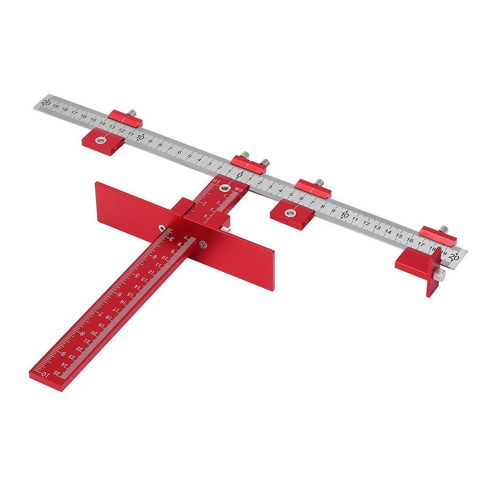 Drillpro Red Aluminum Alloy Metric/Inch Cabinet Hardware Jig 4mm 5mm Drill Guide Cabinet Handle Template Jig - MRSLM