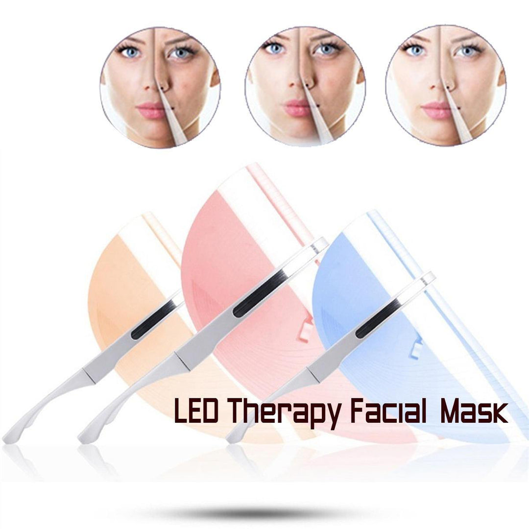 3 Colors LED Light Therapy Face Mask Anti Acne Anti Wrinkle Facial SPA Instrument Treatment Beauty Machine Face Skin Care Tools - MRSLM