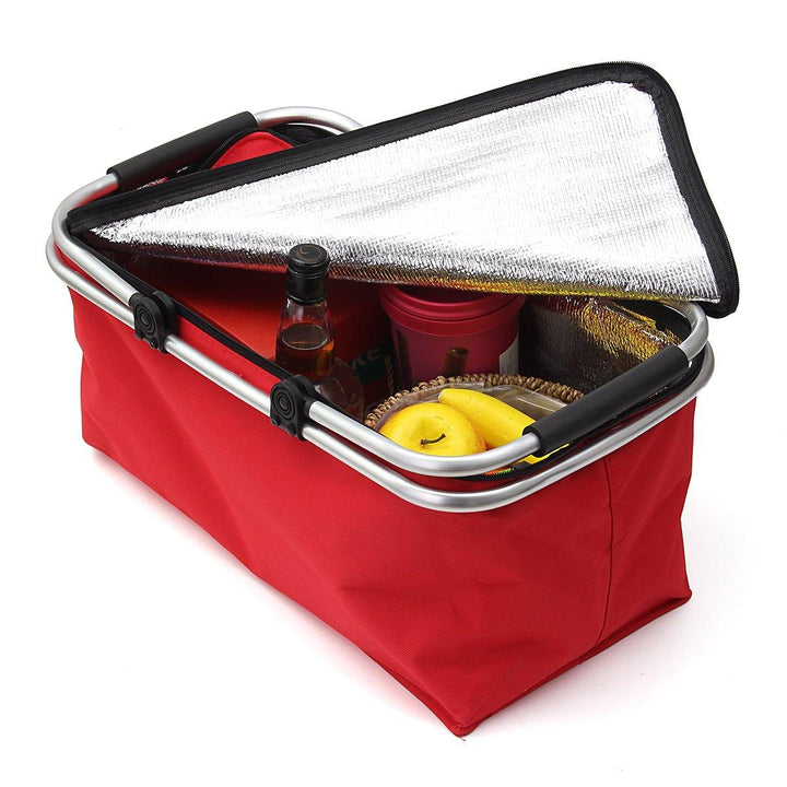 30L Large Folding Insulated Thermal Cooler Bag Picnic Camping Lunch Storage Baskets (Red) - MRSLM