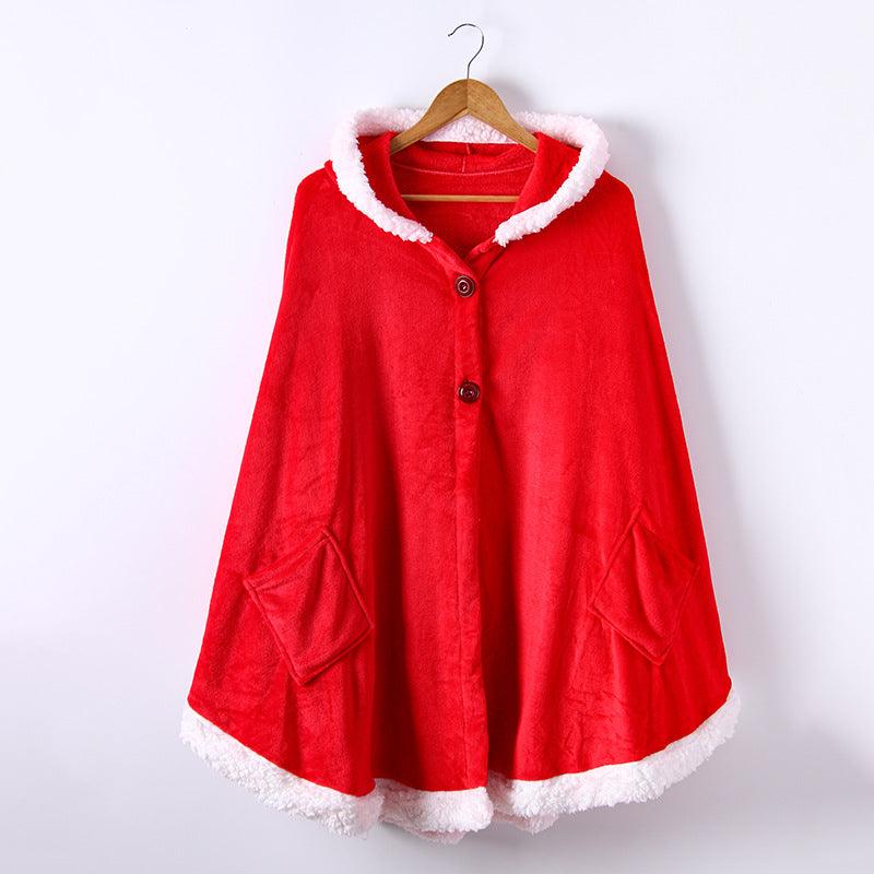 Flannel Double Pocket Soft Plush Cloak - MRSLM