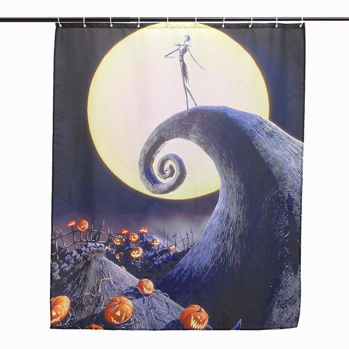 Halloween Nightmare Moon Skull Polyester Shower Curtain Bathroom Decor with 12 Hooks - MRSLM