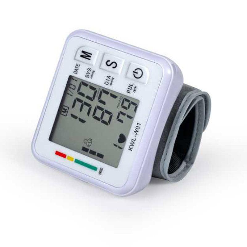 Boxym Wrist Blood Pressure Monitor Automatic LCD Blood Pressure Measurement Electronic Sphygmomanometer Tonometer Health Household Heart Rate Equipment (White) - MRSLM