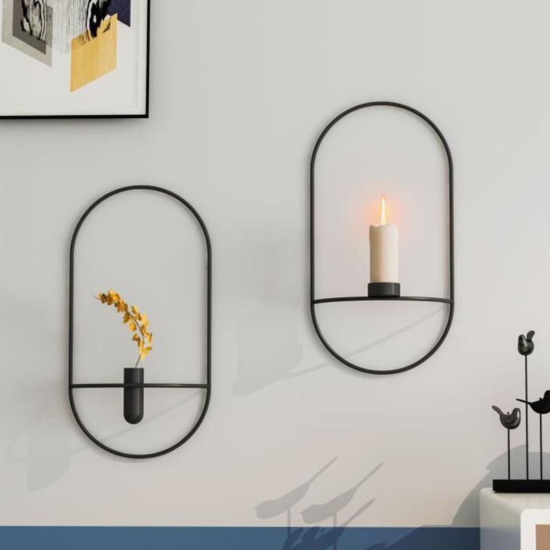 Wrought Iron Geometric Candle Holder Decoration Simple Living Room TV Cabinet Fashion Restaurant Creative Metal Crafts - MRSLM